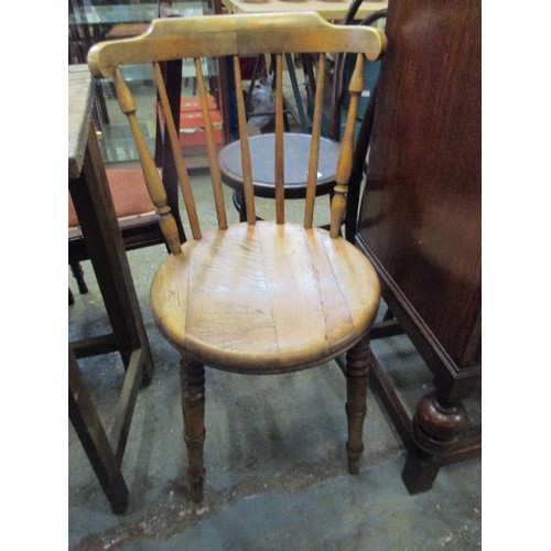 120 - VICTORIAN PENNY SEAT KITCHEN CHAIR WITH TURNED LEGS