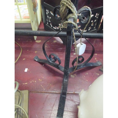 138 - VINTAGE BLACK WROUGHT IRON STANDARD LAMP