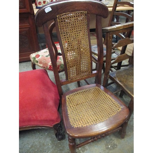 178 - EARLY 20TH CENTURY TALL BACKED NURSING CHAIR WITH CANE SEAT & BACK