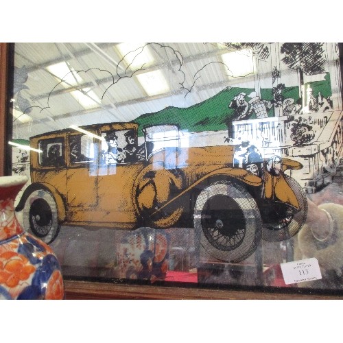 113 - CHENARD & WALCKER MIRROR FEATURING OLD VINTAGE CAR