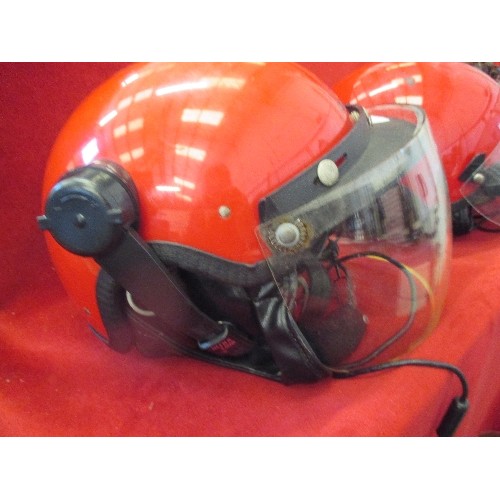 137 - 2 ULTRA-PRO HELMETS FITTED WITH ULTRA-COM BILSOM COMMUNICATIONS MICROPHONES & HEADPHONES