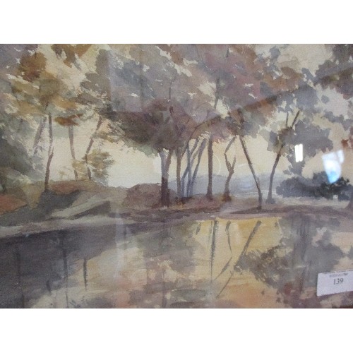 139 - FRAMED & GLAZED WATERCOLOUR OF TREES & A DUTCH FINE ART PRINT