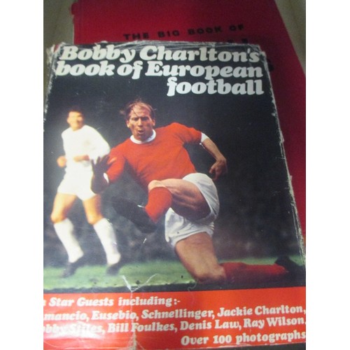 206 - 9 X VINTAGE FOOTBALL BOOKS INCL BOBBY CHARLTON'S BOOK OF EUROPEAN FOOTBALL, STANLEY MATTHEWS FOOTBAL... 