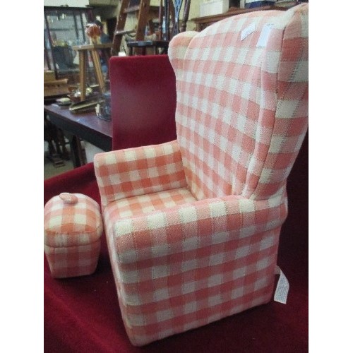 140 - DOLL OR TEDDY BEAR SIZED CHAIR & FOOTSTOOL