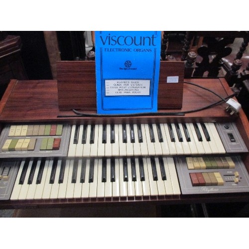 358 - VISCOUNT ELECTRONIC ORGAN, RYTHMIC MODEL - WITH INSTRUCTION MANUAL AND BOX STOOL