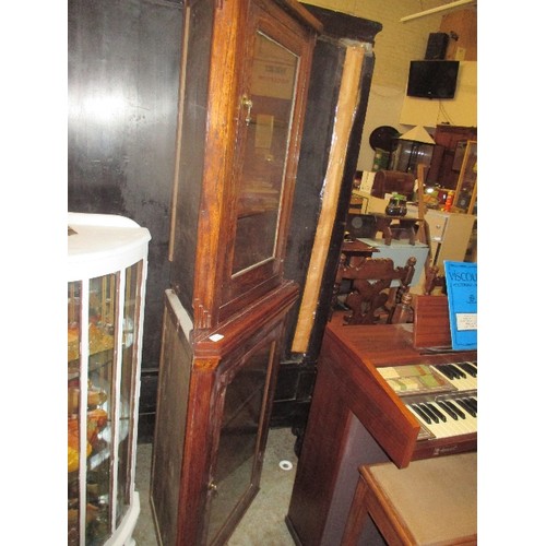 439 - ART DECO STYLE OAK CORNER CUPBOARD - CAN BE USED AS 2 PIECES OF FURNITURE AS THE TOP SECTION HAS BRA... 