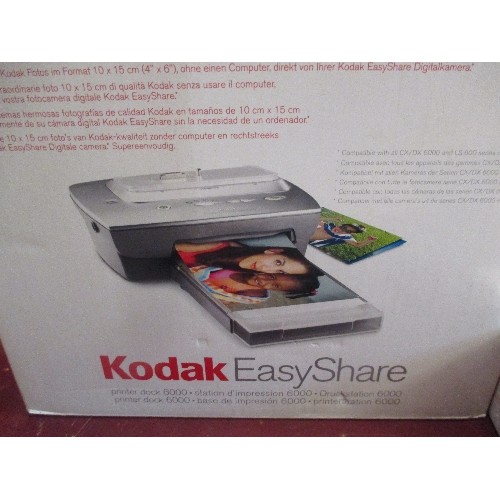 268 - BOXED KODAK PRINTERS, DOCK, CAMERA ETC