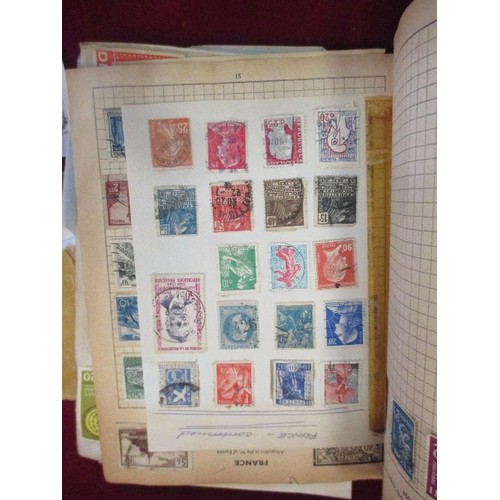 278 - VINTAGE STAMP ALBUM FULL OF STAMPS, SOME LOOSE