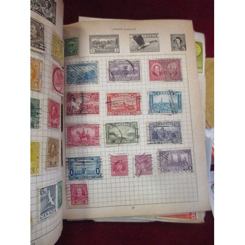 278 - VINTAGE STAMP ALBUM FULL OF STAMPS, SOME LOOSE