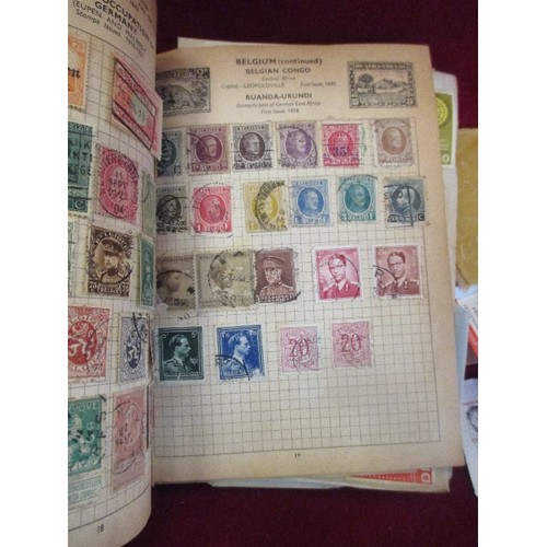 278 - VINTAGE STAMP ALBUM FULL OF STAMPS, SOME LOOSE