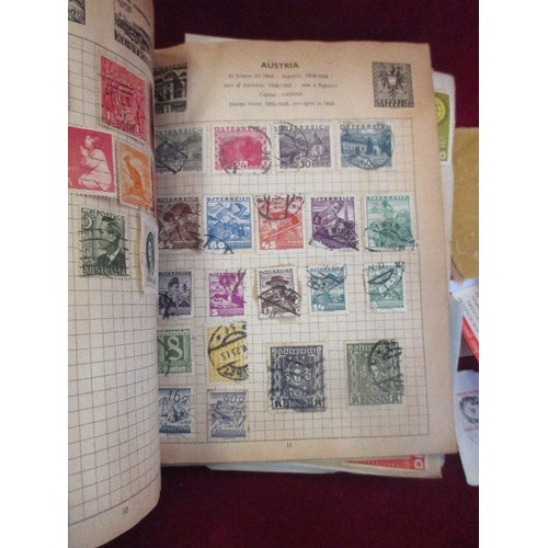 278 - VINTAGE STAMP ALBUM FULL OF STAMPS, SOME LOOSE