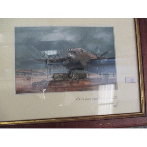 469 - 3 X PRINTS OF LANCASTER BOMBER AND SPITFIRES - ONE ON CANVAS - OVER LINCOLN,