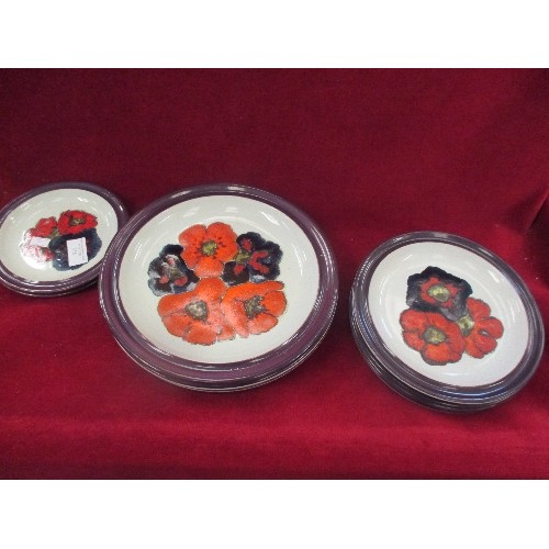 315 - SET OF DENBY POTTERY FALSTAFF PATTERN, 4 X DINNER PLATES, 4 X DESSERT & 2 X SIDE