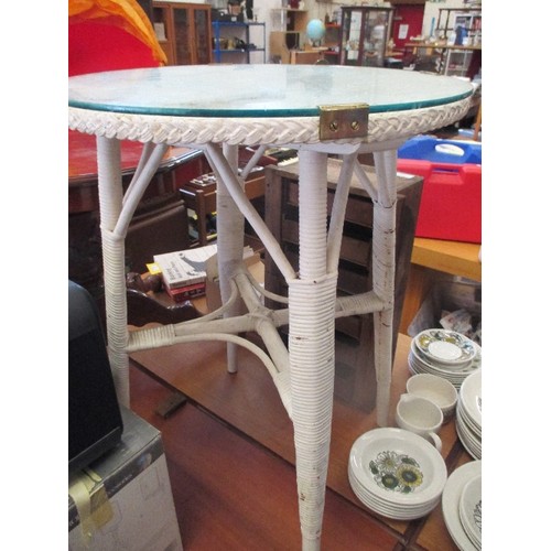 330 - LLOYD LOOM TYPE TABLE WITH GLASS TOP