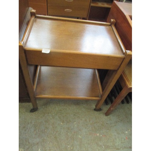 357 - VINTAGE OAK TEA TROLLEY WITH A DRAWER