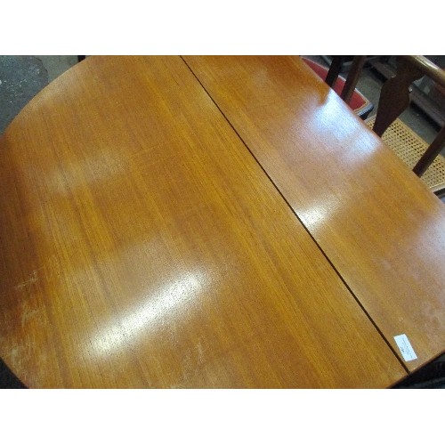 366 - TEAK DROP LEAF OVAL TABLE. 100CM X 160CM