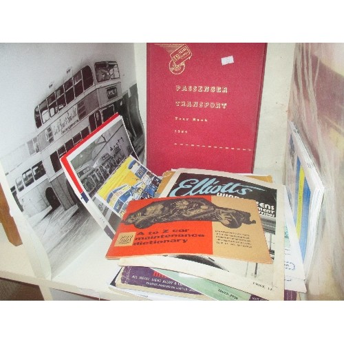 198 - 4 CUBES OF MAGAZINES, BOOKS, PHOTOS ETC RELATING TO BUSES, COACHES, TRAINS, SHIPS, MODEL DIE CAST TO... 