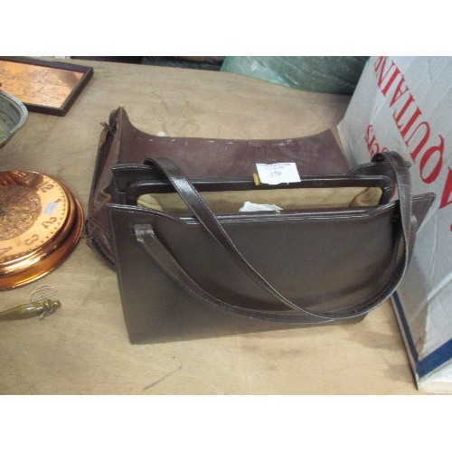 376 - LEATHER LADIES HANDBAG AND FOLIO CASE