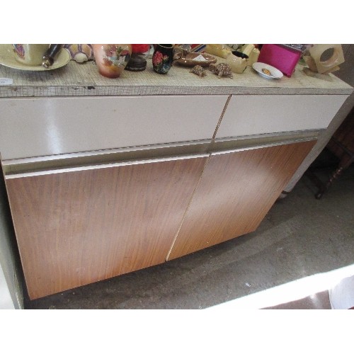 399 - RETRO FORMICA FREE STANDING KITCHEN CUPBOARD - 107CM X 53CM X 92CM