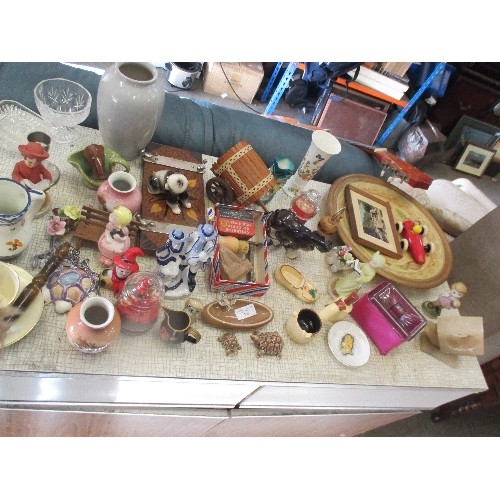 398 - MIXED LOT INCL ORNAMENTS, AYNSLEY, WADE, TIE PRESS ETC