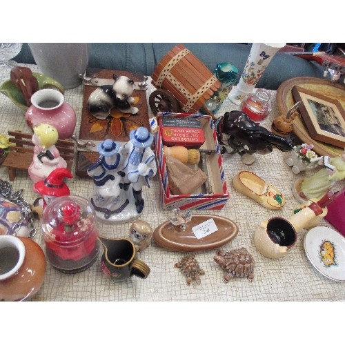 398 - MIXED LOT INCL ORNAMENTS, AYNSLEY, WADE, TIE PRESS ETC