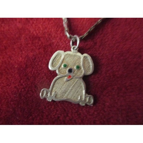 25 - 925 SILVER CHAIN WITH TEDDY BEAR HEART AND DOG PENDANT