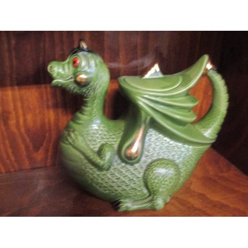 191 - DRAGON TEAPOT, DRAGON ORNAMENT & ELEPHANT WATERING CAN