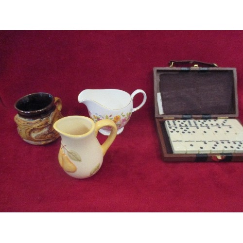 334 - MIXED CRATE INCL ROYAL ALBERT, DOMINOES IN CASE, CAMERA ETC