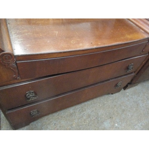 352 - 1940'S / 50'S OAK DRESSING TABLE WITH MIRROR