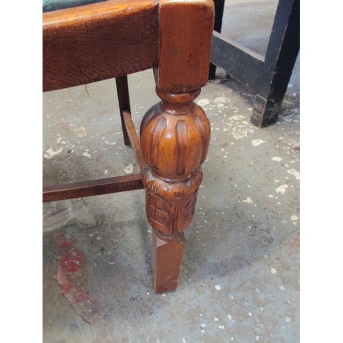 362 - 1940'S OAK DRAW LEAF TABLE WITH A PAIR OF MATCHING DINING CHAIRS