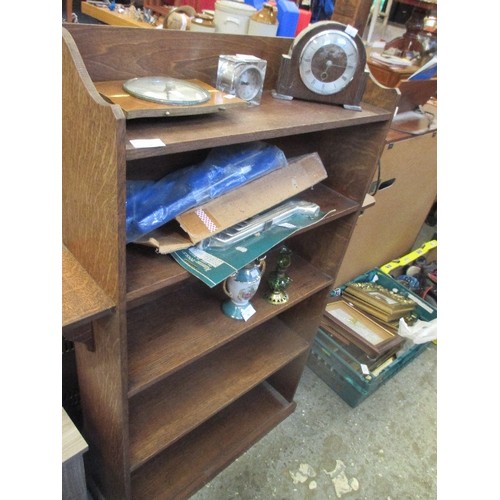 380 - 1920'S OAK BOOKSHELVES WITH SIDE SHELVES