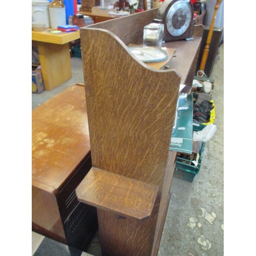 380 - 1920'S OAK BOOKSHELVES WITH SIDE SHELVES