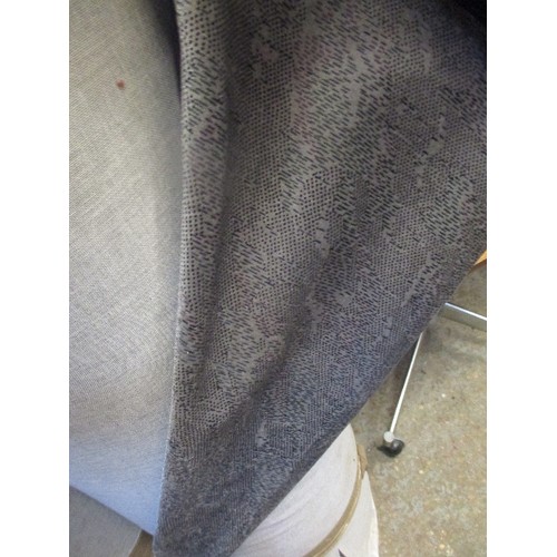 389 - 2 X LARGE ROLLS OF UPHOLSTERY FABRIC IN GREY WITH BLACK FLECK - VELOUR /DRALON - MANY METRES IN EACH... 