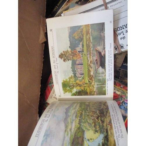 412 - BOX OF VINTAGE POSTCARDS, TOURIST BROCHURES ETC