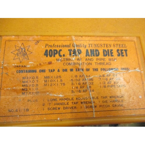 427 - TUNGSTEN STEEL 40 PCE TAP AND DIE SET IN CASE