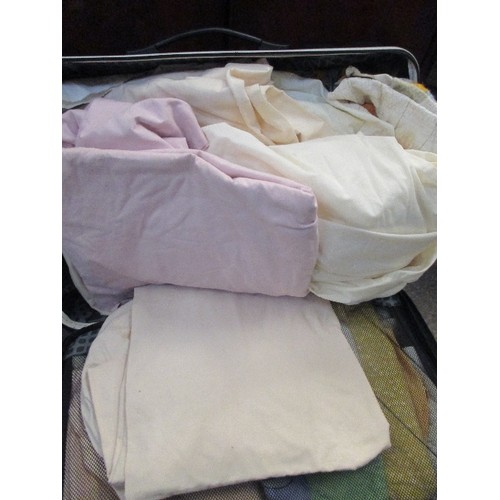 442 - 3 LARGE SUITCASES FULL OF BEDLINEN