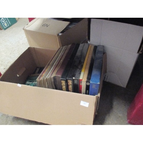 455 - 3 BOXES OF LP RECORD ALBUMS INCL BOXED SETS ELVIS GREATEST HITS, SHIRLEY BASSEY, TOGETHER WITH 45RPM... 