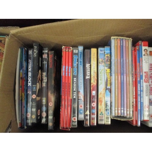 474 - LARGE BOX OF DVDS INC MADAGASCAR, FAMILY GUY, THE OSBOURNES, SHREK ETC