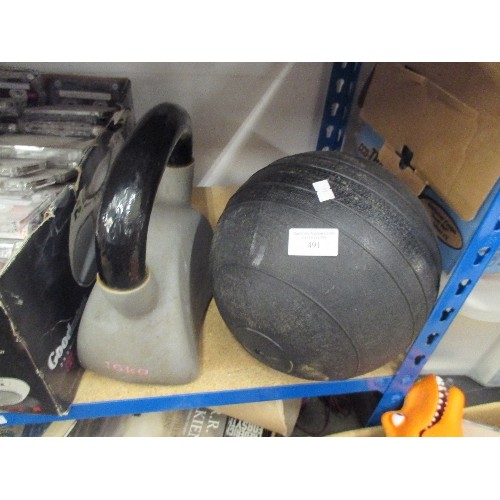 491 - 16KG WEIGHT AND MEDICINE BALL