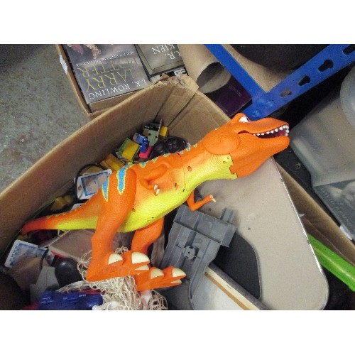 493 - BOX OF CHILDRENS TOYS INC DINOSAURS, GAMES ETC