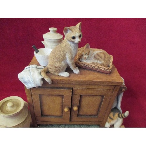 8 - LARGE FIGURE OF KITTENS AROUND A KITCHEN CUPBOARD - 20CM X 20CM