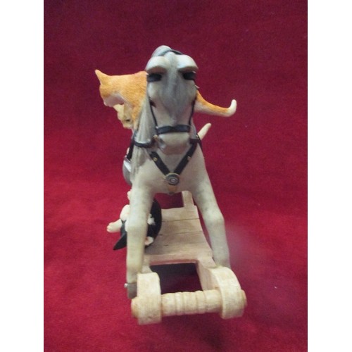 10 - SHERRATT & SIMPSON MODEL OF KITTENS AND A ROCKING HORSE - 22CM X 18CM