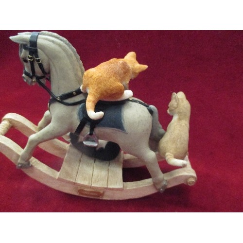 10 - SHERRATT & SIMPSON MODEL OF KITTENS AND A ROCKING HORSE - 22CM X 18CM