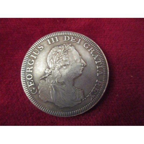 31 - GEORGE III CROWN, 10 REALES, GIBRALTAR 1808 IN VERY GOOD CONDITION - 4CM DIA, 27 GRAMS