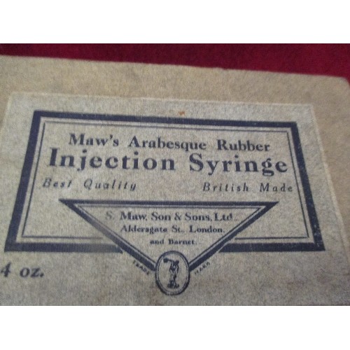 36 - VINTAGE MAW'S ARABESQUE RUBBER INJECTION SYRINGE WITH BOX