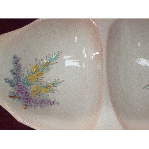 45 - BESWICK 2 SECTIONAL DISH DEORATED WITH HEATHER AND GORSE - 34CM