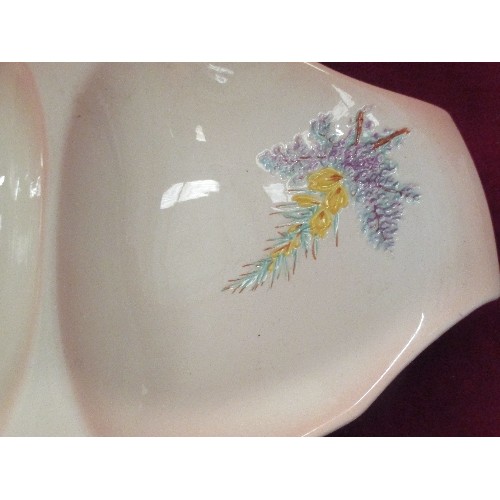 45 - BESWICK 2 SECTIONAL DISH DEORATED WITH HEATHER AND GORSE - 34CM