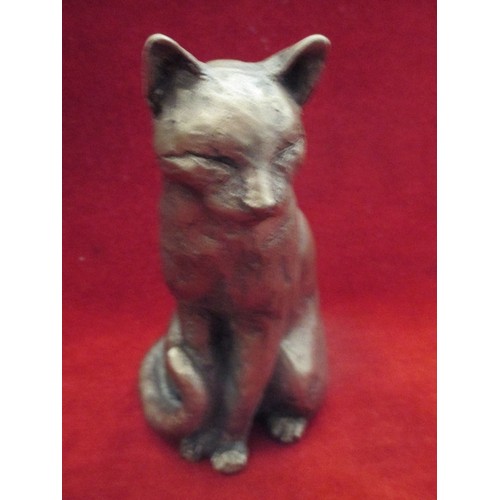 52 - FRITH SCULPTURE BRONZE RESIN CAT - 15CM