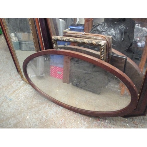 344A - 7 X MIRRORS INCL LARGE WOODEN FRAMED 73CM X 105CM , GILT FRAMED ETC