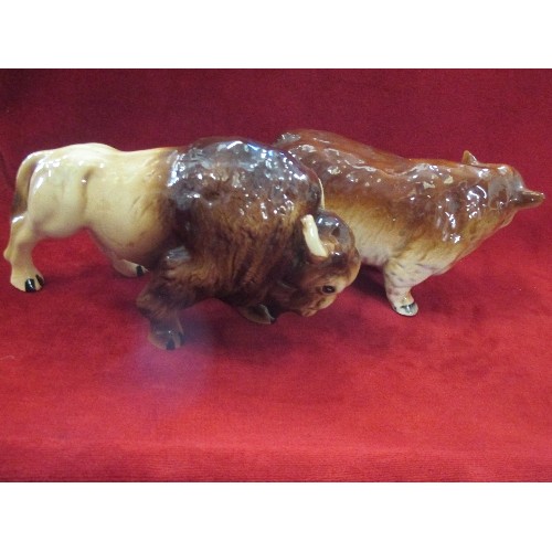 87 - A POTTERY BISON AND A HEREFORD BULL - BOTH UNMARKED